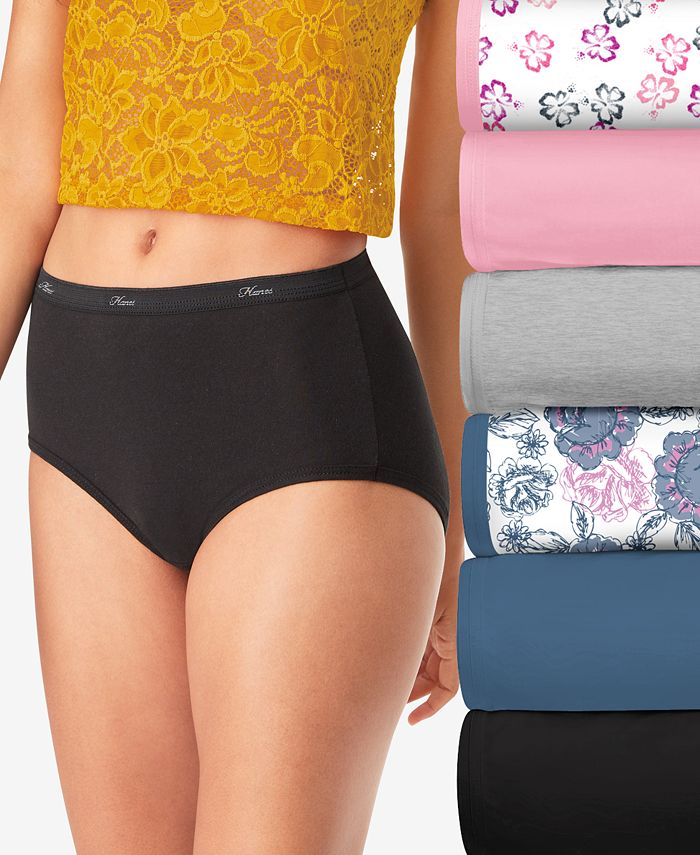 Hanes Women's Cotton Brief Underwear, Moisture-Wicking, 6-Pack
