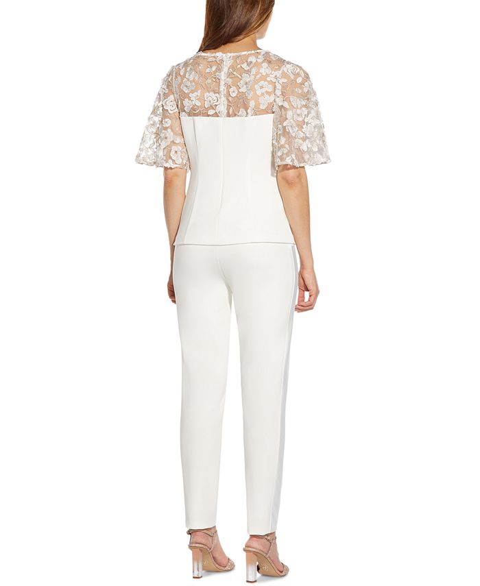Adrianna Papell Embroidered Illusion Top - Macy's