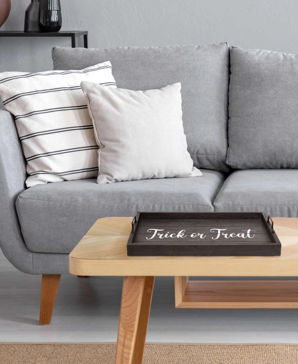 Elegant Designs Decorative Wood Serving Tray with Handles