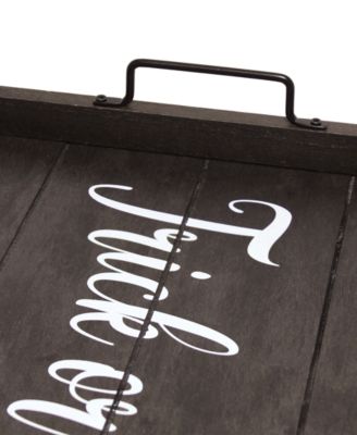 Decorative Wood Serving Tray with Handles