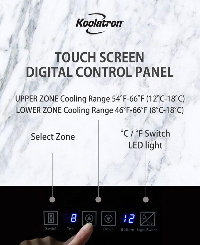 Koolatron Urban Series 18 Bottle Slim Dual Zone Wine Cooler, 1.9' Cubic Macy's
