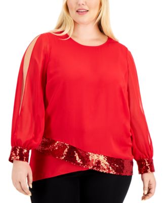 macys plus size formal tops
