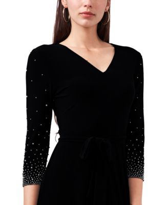 V-Neck Beaded Midi Dress