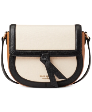 Kate Spade New York Knott Small Leather Crossbody Bag in Warm TAUPE.