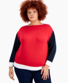 Plus Size Colorblocked Boat-Neck Top