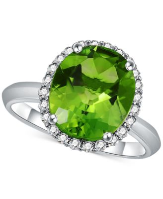 Macy's - Peridot (5 ct. t.w.) & Diamond (1/4 ct. t.w.) Halo Ring in 14k White Gold