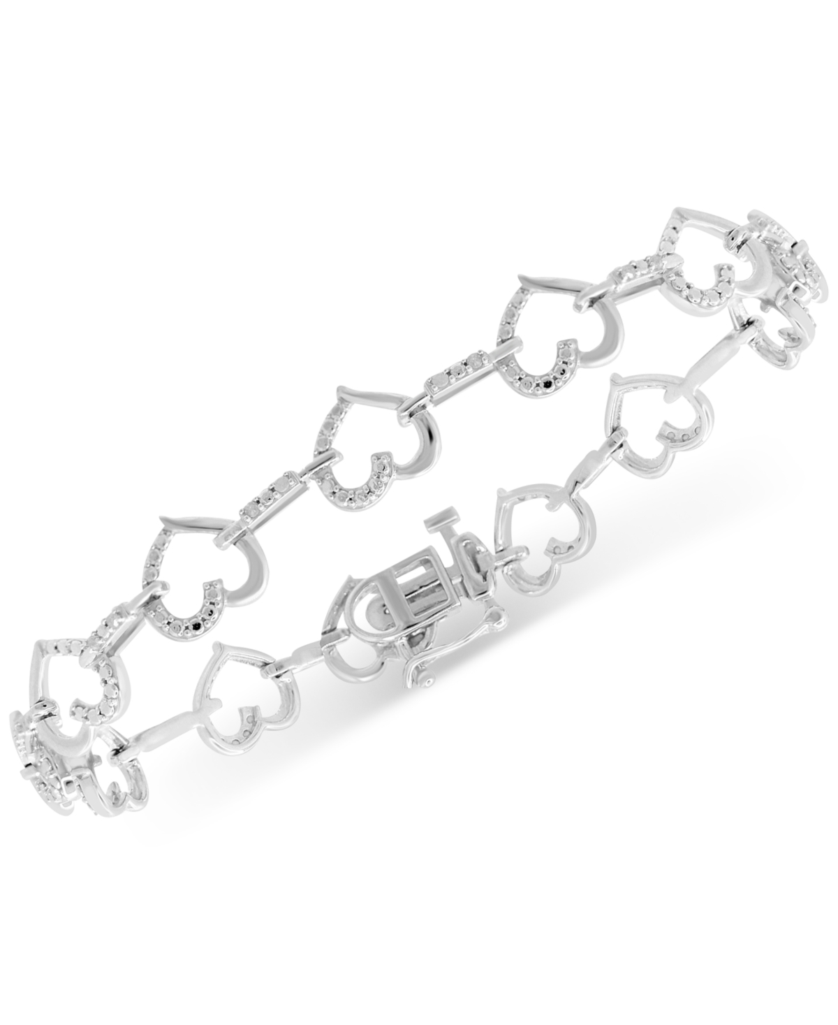 Macy's Diamond Heart Link Bracelet (1/6 Ct. T.w.) In Sterling Silver