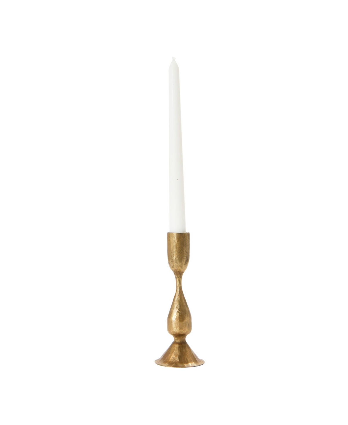 Round Hand-Forged Metal Taper Holder, Antique-likeFinish - Brass