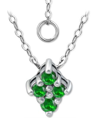 Giani Bernini - Lab-Grown Green Quartz Cluster Pendant Necklace, 16" + 2" extender