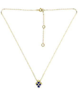 Imitation Blue Sapphire Cluster Pendant Necklace, 16" + 2" extender, Created for Macy's