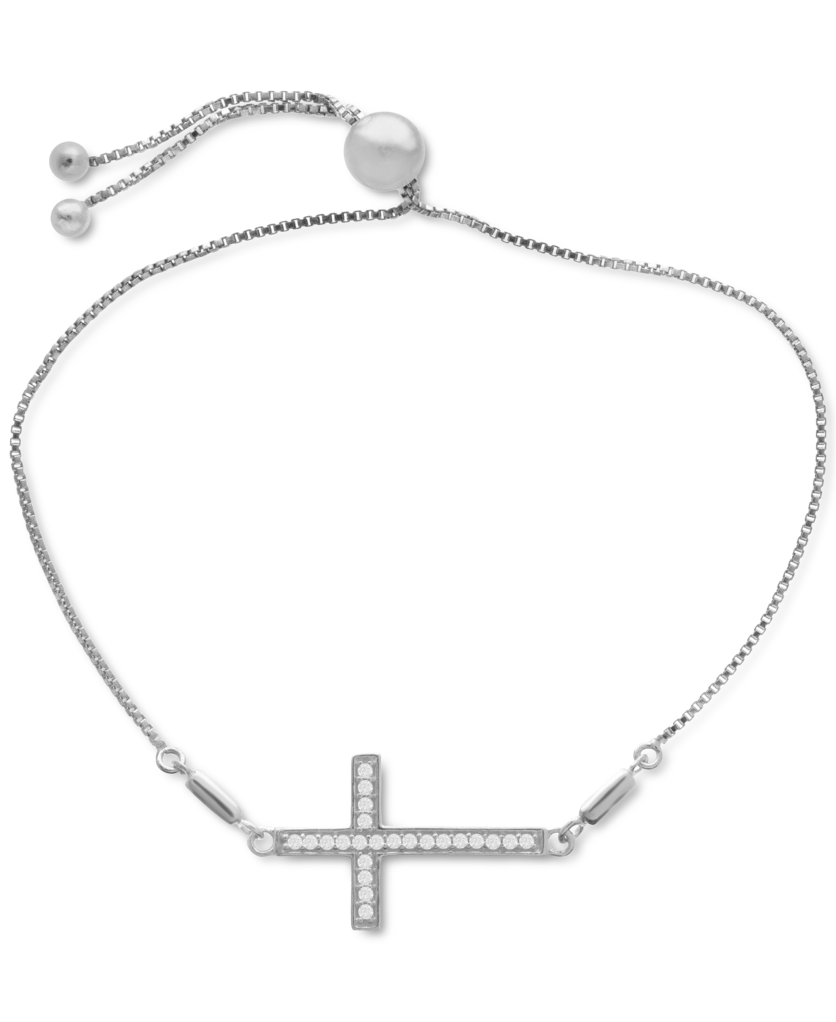 Diamond Cross Bolo Bracelet (1/6 ct. t.w.) in Sterling Silver - Sterling Silver