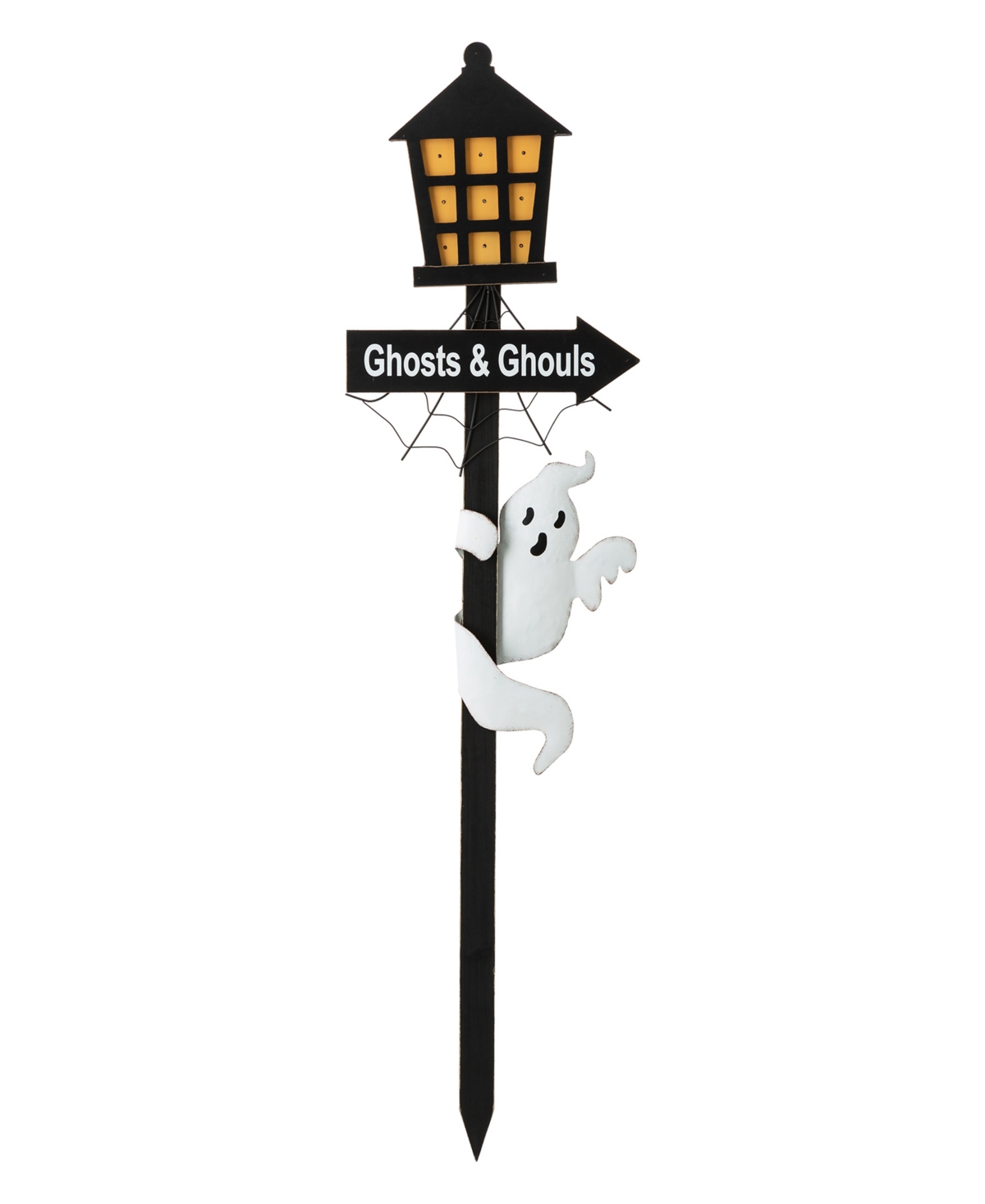 Glitzhome Lighted Halloween Wooden Haunted House Yard Stake