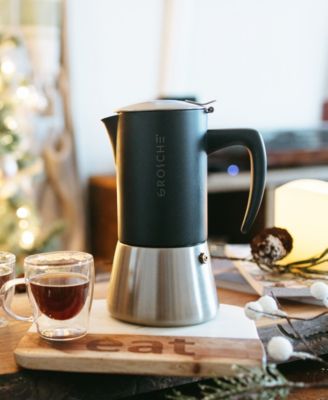 Milano Steel Stainless Steel Stovetop Espresso Maker Moka Pot 6 Espresso Cup Size 10 oz