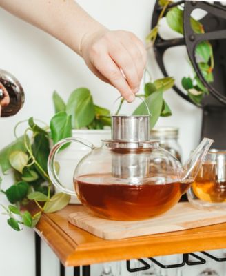 Joliette Hand Blown Glass Teapot with Stainless Steel Infuser, 42 fl oz Capacity