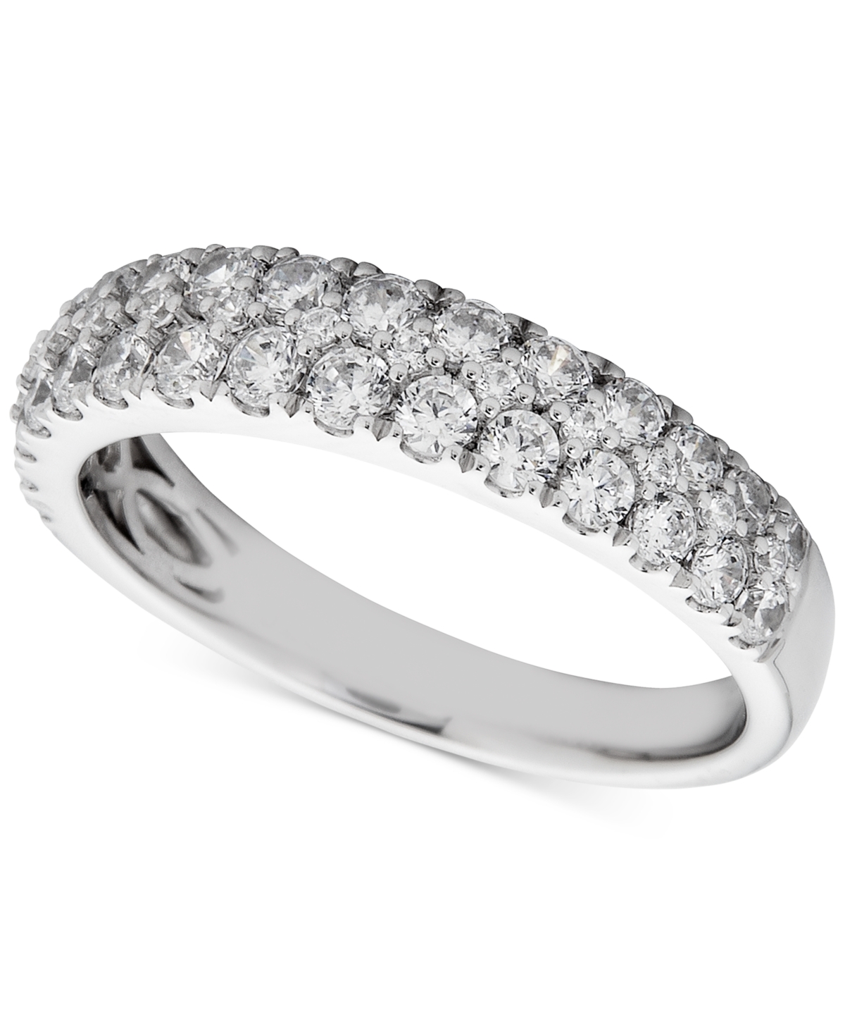 Diamond Double Row Band Ring (1 ct. t.w.) in 14k White Gold - White Gold