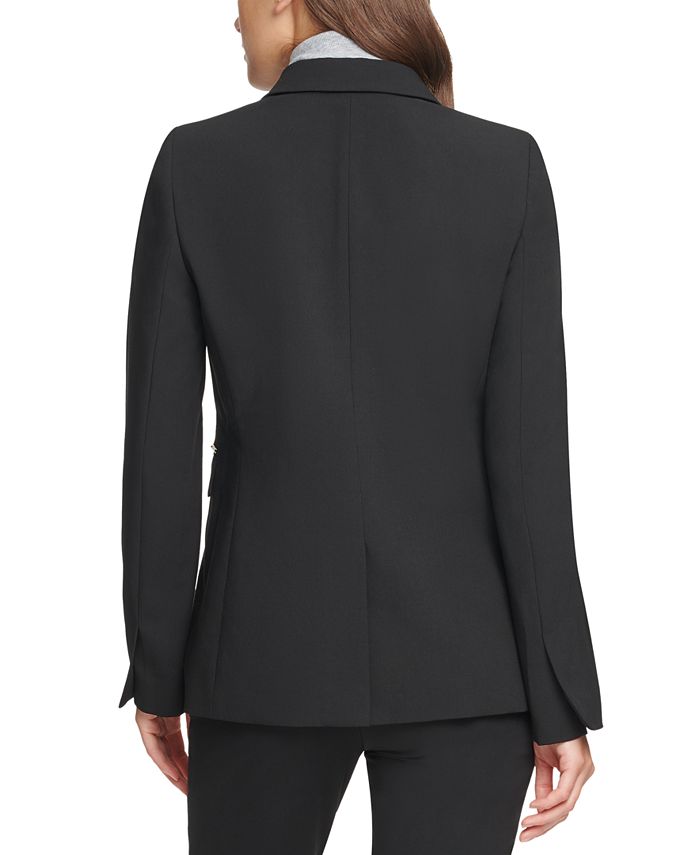 DKNY One-Button Mock-Neck Zip-Front 2-in-1 Detachable Sweater Blazer ...