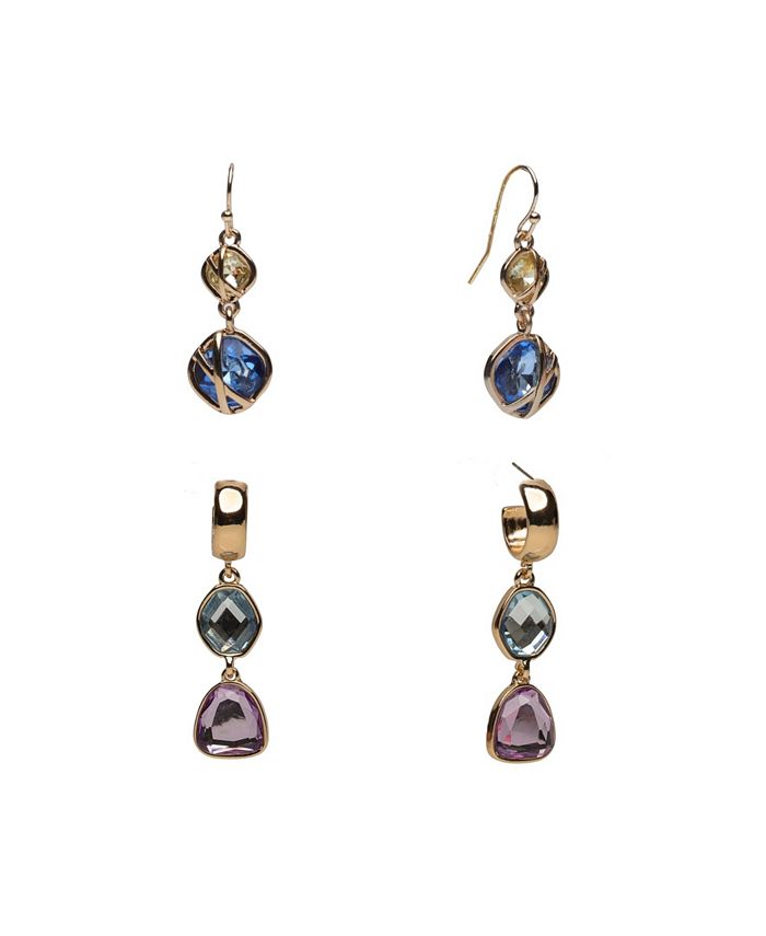 Christian Siriano New York Duo Stud and Drop Earrings Set, 2 Piece Macy's