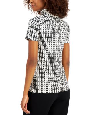 Anne Klein Short-Sleeve Mock-Neck Top - Macy's