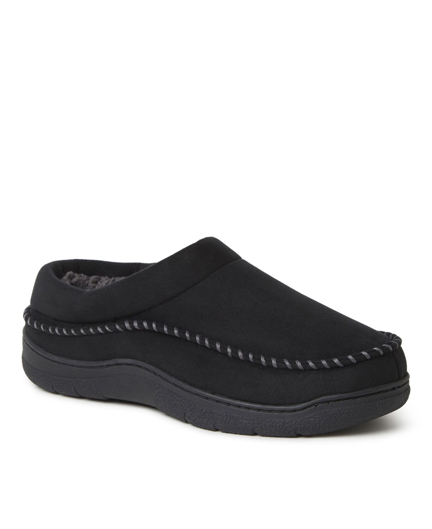 Мужские тапочки Dearfoams Thompson Moccasin Toe Clog House Shoe Slipper, цвет: Чёрный — фото 1