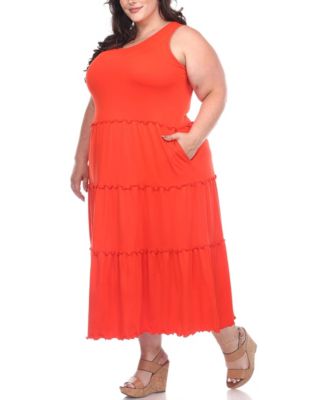 Plus Size Scoop Neck Tiered Midi Dress