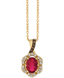 Chocolatier® Passion Ruby (5/8 ct. t.w.) & Diamond (1/6 ct. t.w.) Halo 18" Pendant Necklace in 14k Gold