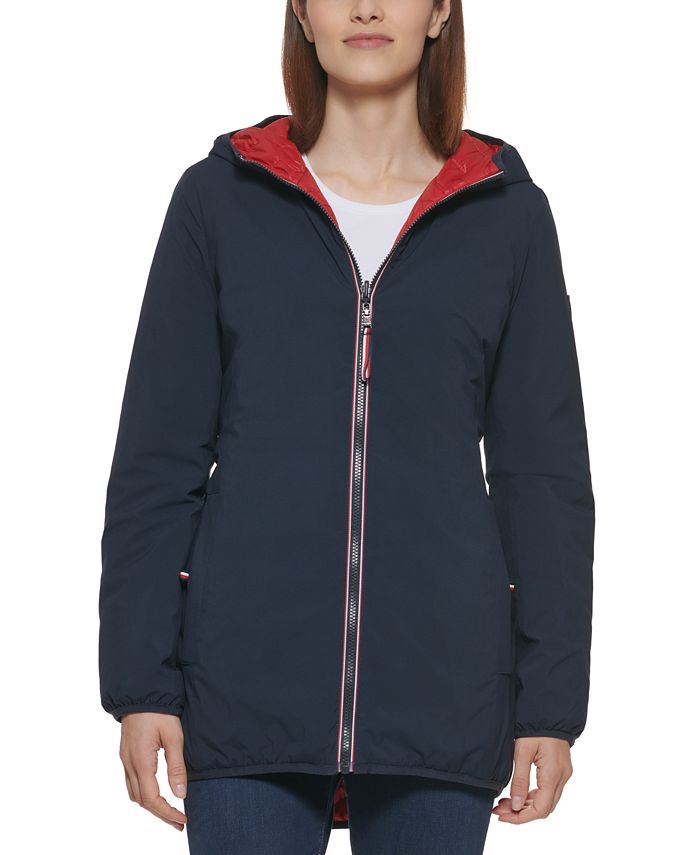 gesponsord Roei uit Informeer Tommy Hilfiger Quilted Reversible Hooded Raincoat & Reviews - Coats &  Jackets - Women - Macy's