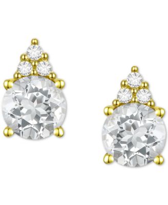 Gemstone & Diamond Accent Stud Earrings 