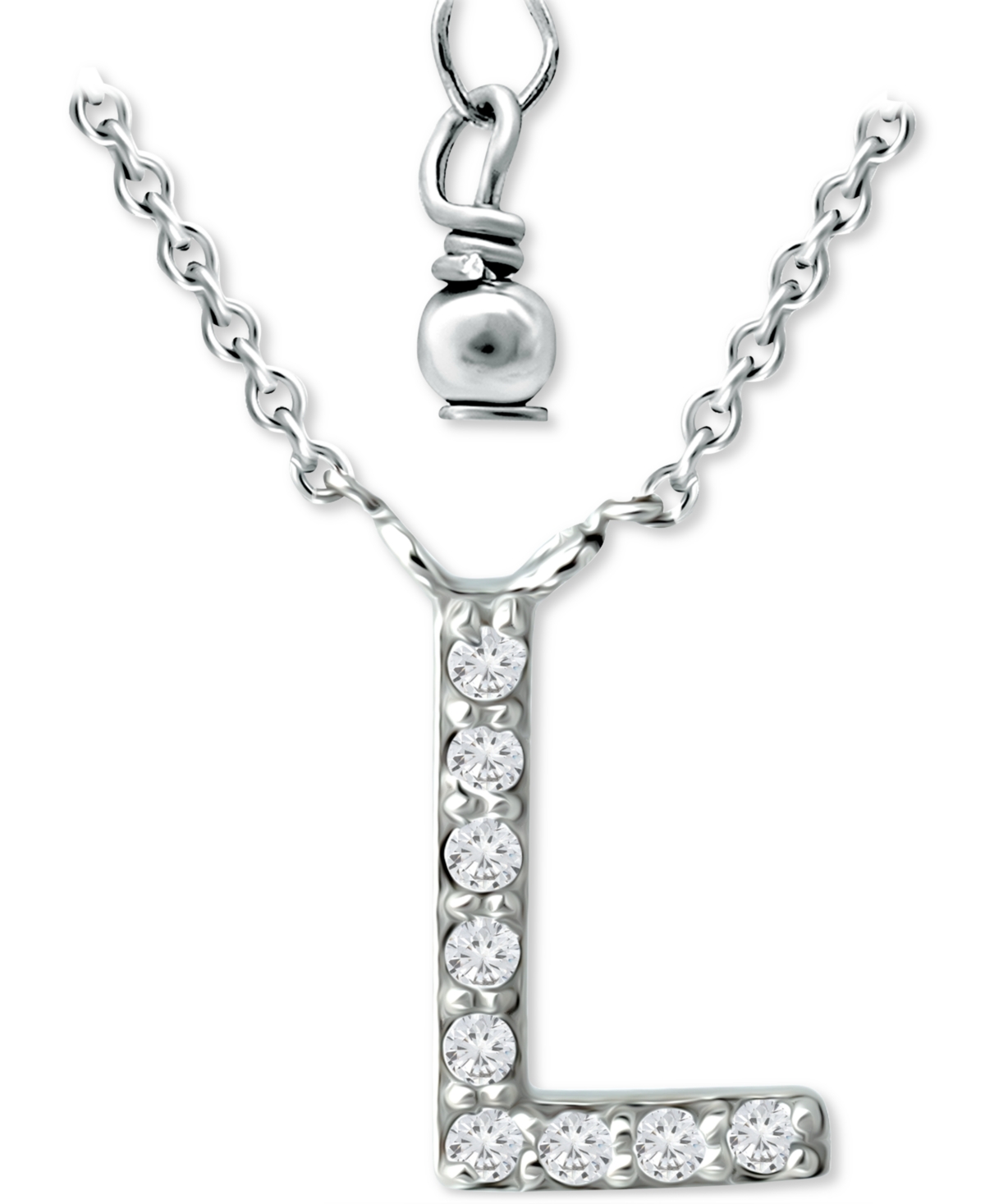 Cubic Zirconia Initial Pendant Necklace, 16" + 2" extender, Created for Macy's - Sterling Silver T