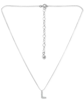 Cubic Zirconia Initial Pendant Necklace, 16" + 2" extender, Created for Macy's