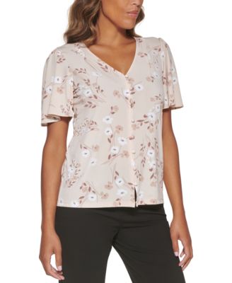 Calvin Klein - Button Front Floral Top