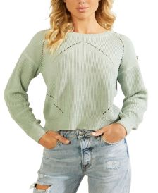 Camille Button-Shoulder Pointelle-Knit Sweater