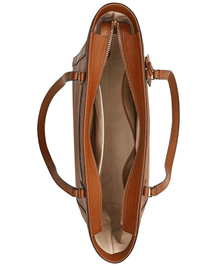 Lauren Ralph Lauren Clare Cross Hatch Leather Slim Tote & Reviews