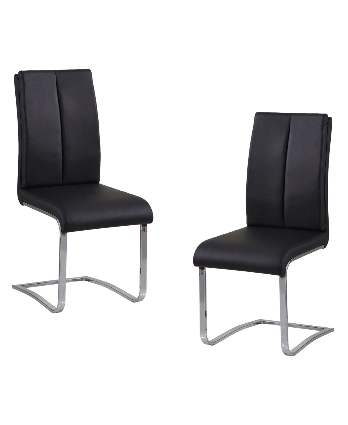 England Modern Faux Leather with Chrome Dining Side Chairs, Set of 2