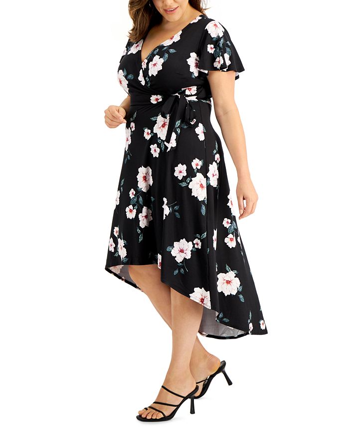 BCX Plus Size Floral-Print High-Low Dress - Macy's