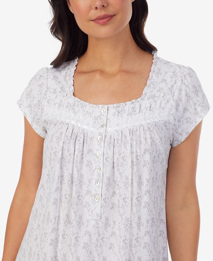 Eileen West Cotton Printed CapSleeve Long Nightgown Macy's