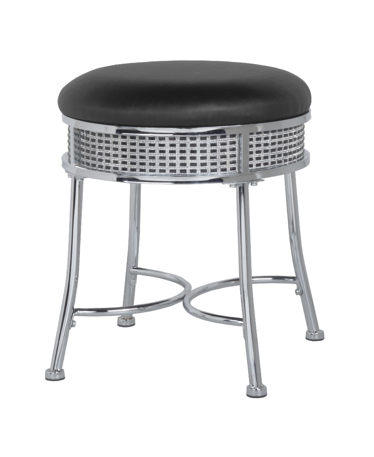 Venice Backless Vanity Stool with Black Faux Crystals