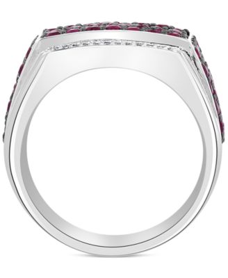 EFFY&reg; Men's Ruby (2-1/2 ct. t.w.) & Diamond (1/10 ct. t.w.) Ring in Sterling Silver