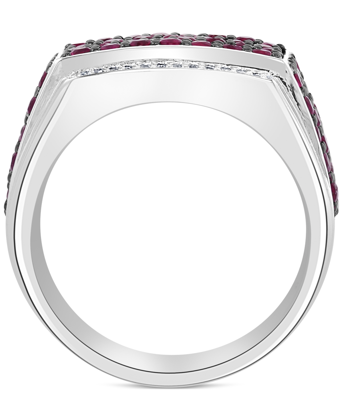 Effy Collection Effy Men's Ruby (2-1/2 Ct. T.w.) & Diamond (1/10 Ct. T.w.) Ring In Sterling Silver In Ruby