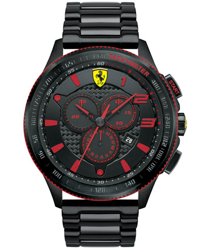 Scuderia Ferrari Men's Chronograph Scuderia Black Ion-Plated Steel Bracelet Watch 48mm 830142
