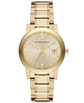 Burberry Unisex Swiss The City Gold-Tone Stainless Steel Bracelet Watch ...