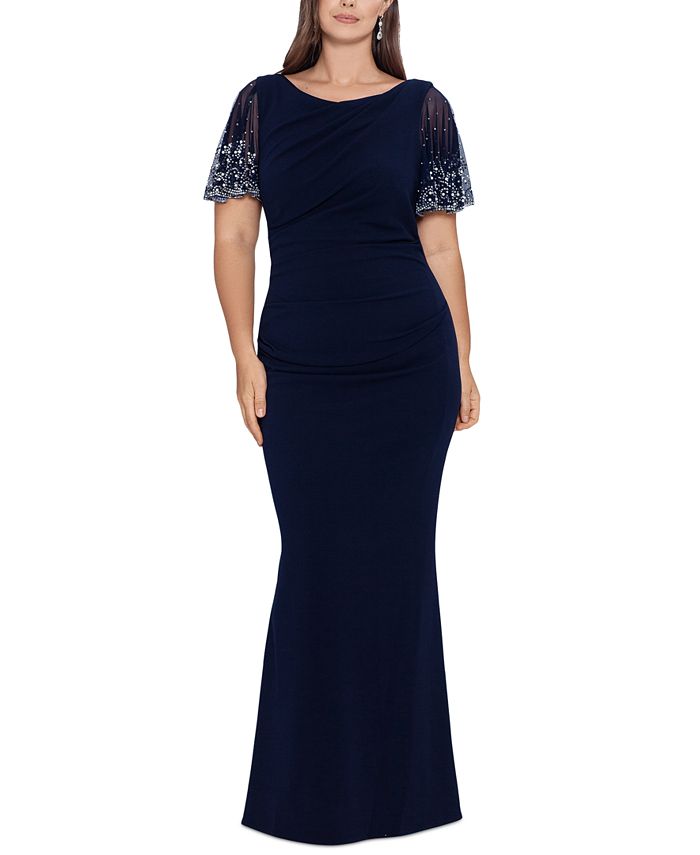 Betsy Adam Plus Size Embellished Sleeve Gown Macy s