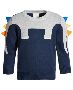 First Impressions Kids' Baby Boys Dino Spike Sweater, Created For Macy's In Navy Nautical