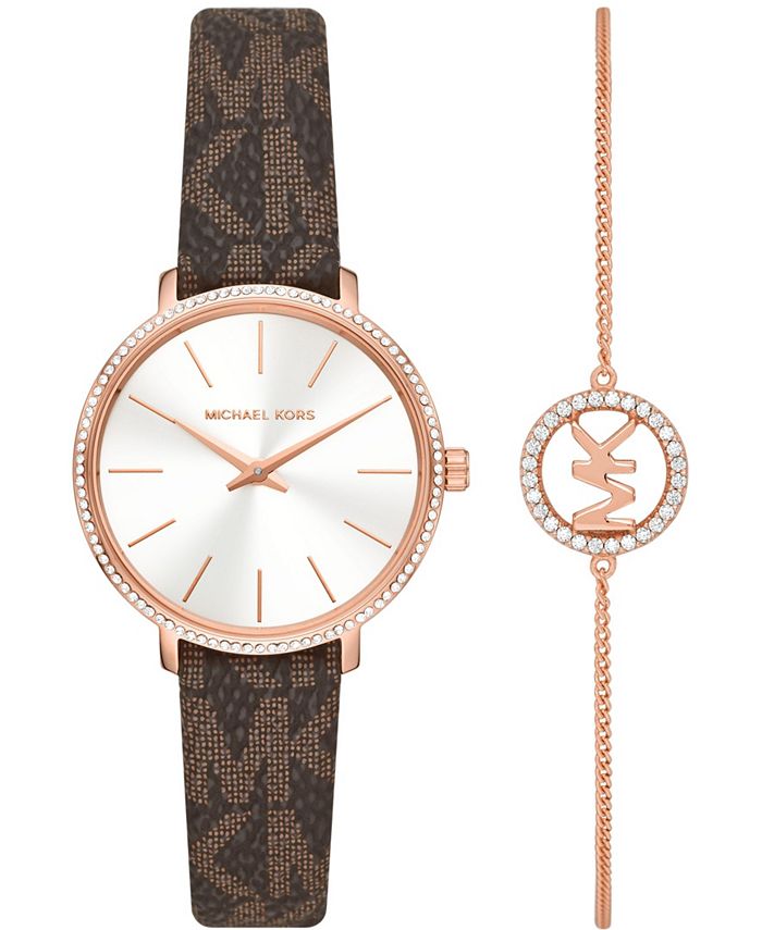 Michael Kors Women s Pyper Brown Signature Logo Watch 32mm and