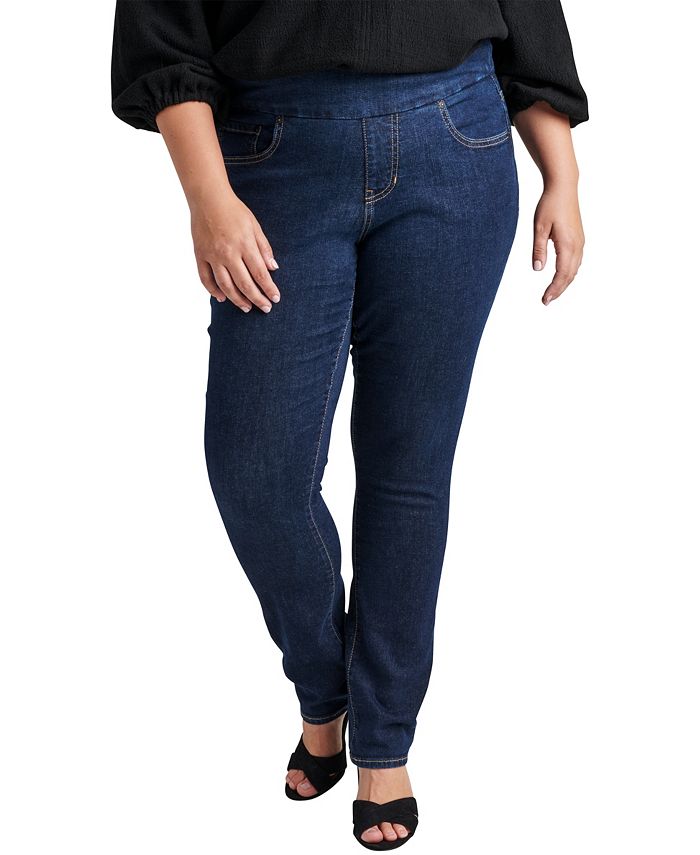 Terra & Sky Women's Plus Size Double Button Bootcut Mid-Rise Jeans 