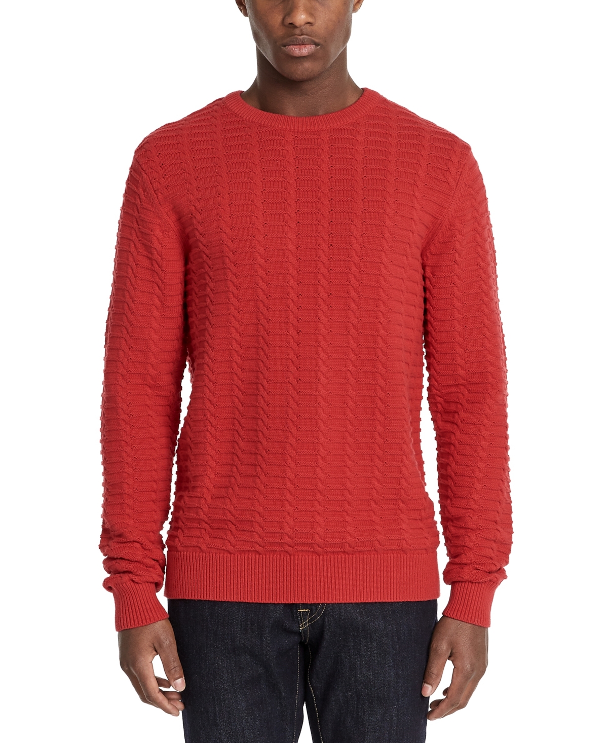 Men's Buffalo David Bitton Waffle Textured Weave Pullover Sweater - Cranberry