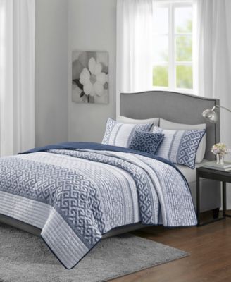 Bennett Reversible Jacquard 4-Pc. Quilt Set, Full/Queen