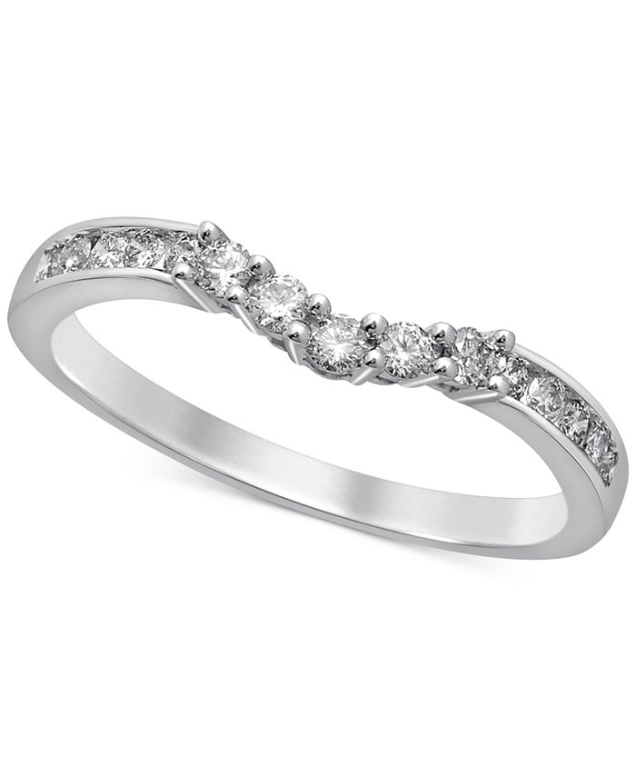 Macy's Diamond Curved Anniversary Ring (1/3 ct. t.w.) in 14k White Gold ...