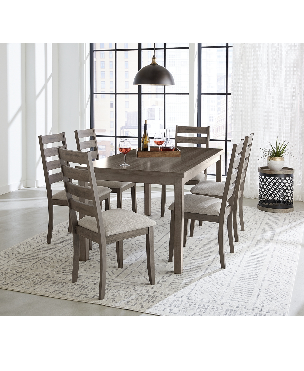 Macy's Max Meadows Laminate 7pc Dining Set (trestle Table + 6 Side