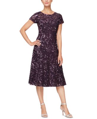 SL Fashions Sequinned Metallic Lace Dress & Reviews - Dresses - Women ...
