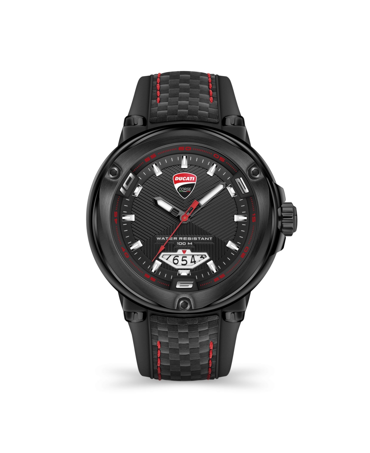 Men's Partenza Black Silicone Strap Watch 49mm - Black